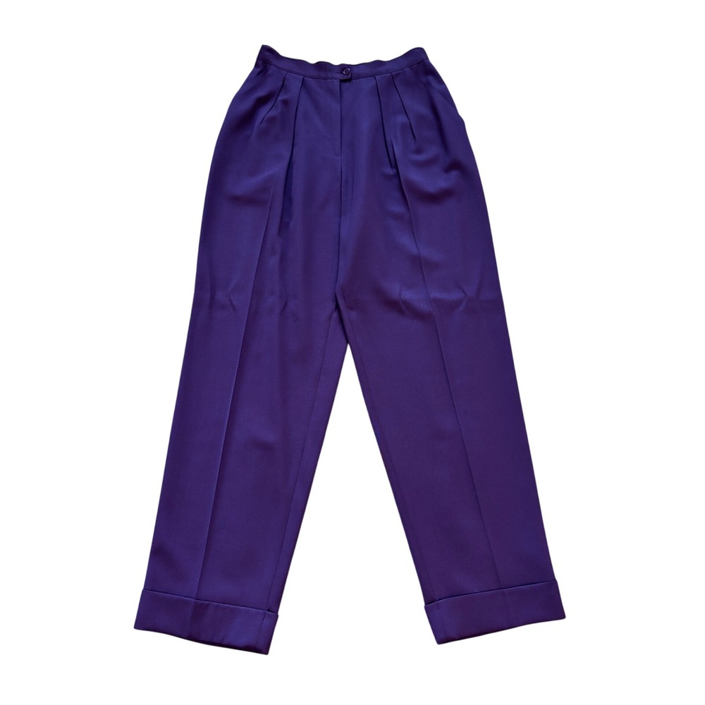 Claude Barthelemy Paris Vintage Wool Pleated Trousers Cuffed Maroon France 42